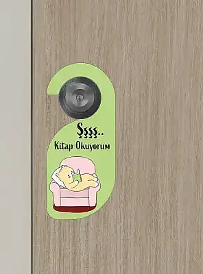 Şşş Kitap Okuyorum Kapı Askısı Kapı Uyarı Levhası - 5