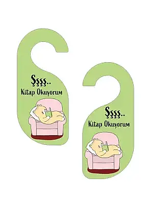 Şşş Kitap Okuyorum Kapı Askısı Kapı Uyarı Levhası - 7