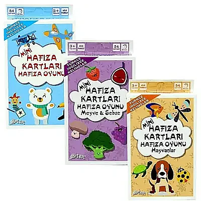 Star Mini Hafıza Oyun Kartları Karışık Görseller - Star