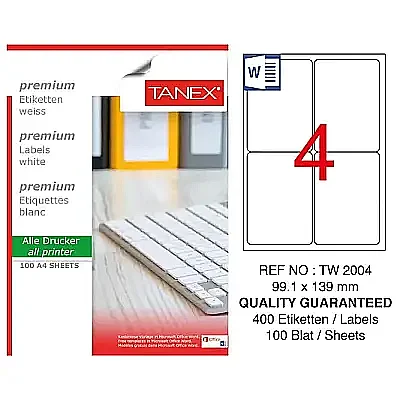 Tanex 2004 Lazer Etiket 99.1 x 139 mm - Tanex
