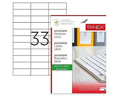 Tanex Ofc 117 Ofis Etiketi 40 x 23 mm Beyaz 10 Lu - Tanex