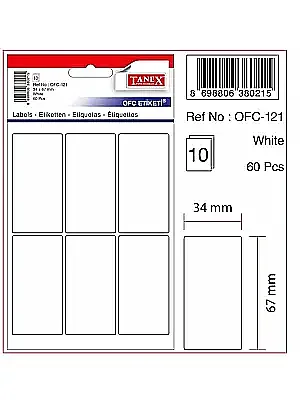 Tanex Ofc 121 Ofis Etiketi 34 x 67 mm Beyaz 10 Lu - 2