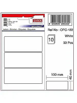 Tanex Ofc 122 Ofis Etiketi 100 x 40 mm Beyaz 10 Lu - 2