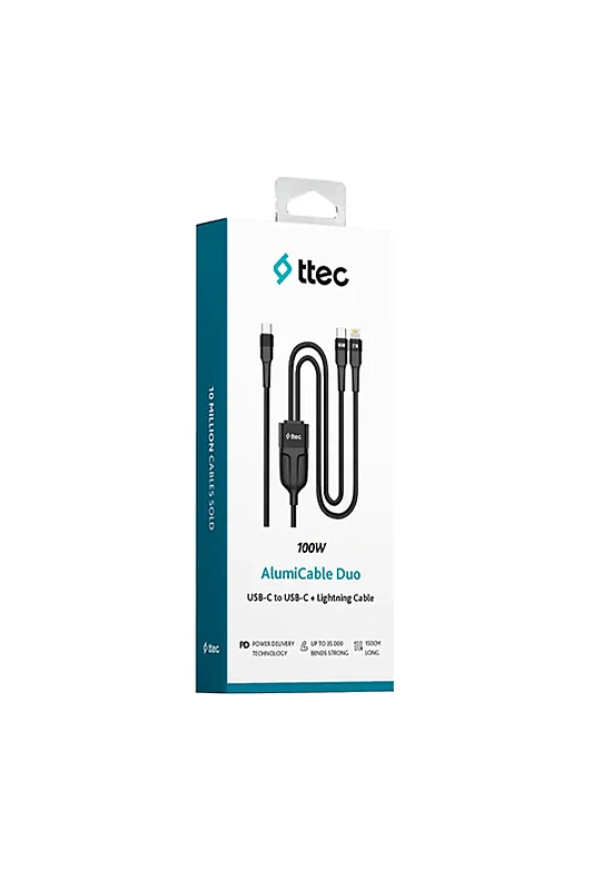 Ttec AlumiCable Duo Şarj Kablosu USB-C USB-C Lightning 150 cm 100 W 2DK56S - Ttec