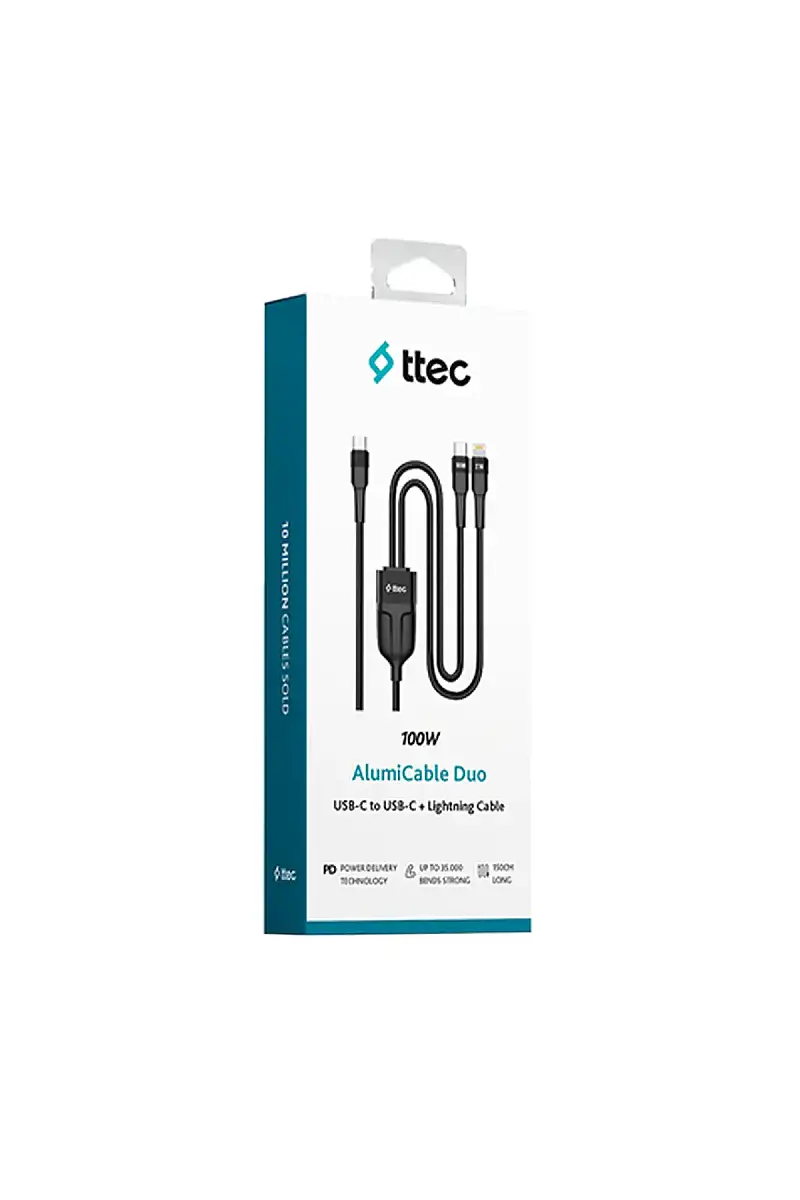 Ttec AlumiCable Duo Şarj Kablosu USB-C USB-C Lightning 150 cm 100 W 2DK56S - 1