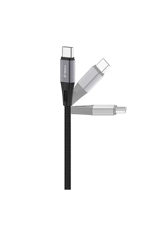 Ttec AlumiCable Şarj Kablosu USB-C USB-C 150 cm 60 W 90 Derece L Tip Siyah 2DK63S - 3