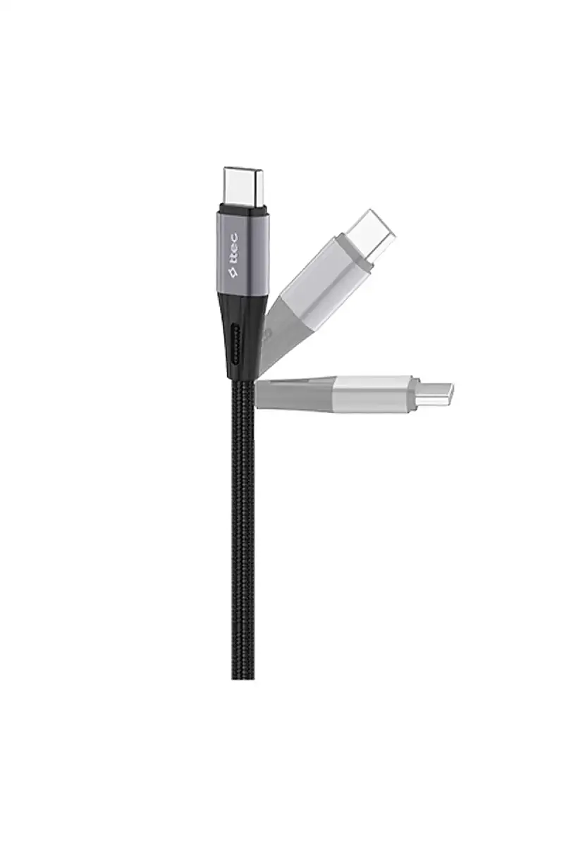 Ttec AlumiCable Şarj Kablosu USB-C USB-C 150 cm 60 W 90 Derece L Tip Siyah 2DK63S - 3