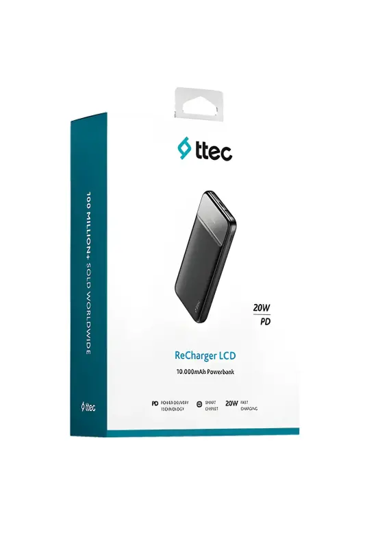 Ttec ReCharger LCD 10000 mAh PD 20 W Taşınabilir Hızlı Şarj Aleti Powerbank 2BB233S - Ttec