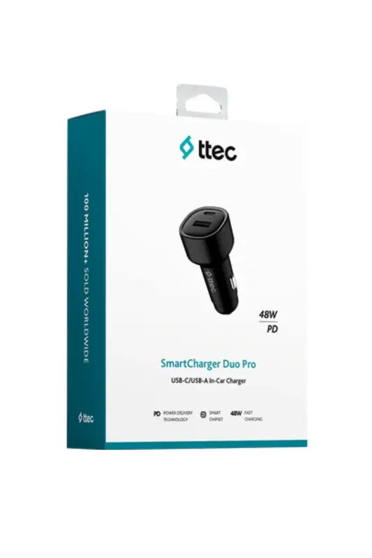Ttec SmartCharger Duo PD 48 W Araç Hızlı Şarj Aleti USB-C + USB-A Siyah 2CKP02S - Ttec