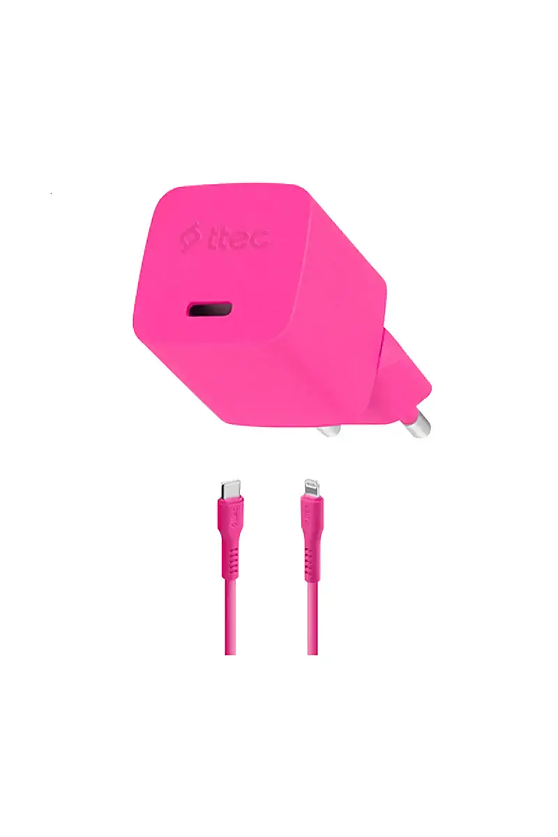 Ttec SmartCharger GAN 20 W PD Seyahat Hızlı Şarj Aleti + USB-C Lightning 120 cm Kablo Neon Pembe 2SCG20LNP - 2