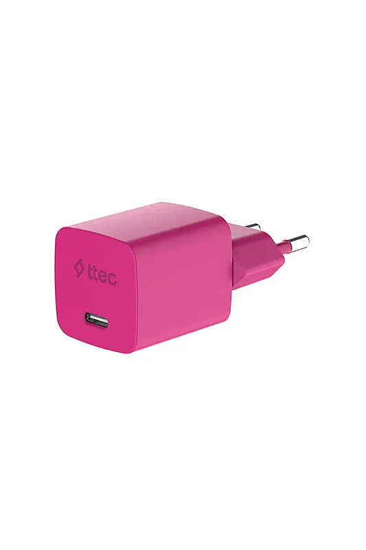 Ttec SmartCharger GAN 20 W PD Seyahat Hızlı Şarj Aleti + USB-C USB-C 3A Kablo Neon Pembe 2SCG20CNP - 3
