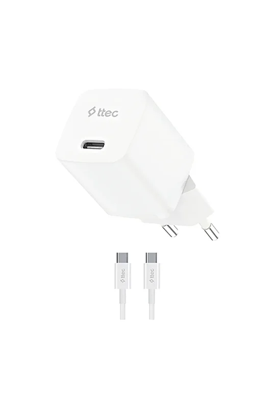 Ttec SmartCharger GAN 30 W PD Seyahat Hızlı Şarj Aleti + USB-C USB-C 3A Kablo Beyaz 2SCP03CB - 2