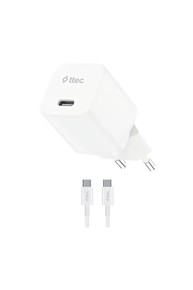 Ttec SmartCharger GAN 30 W PD Seyahat Hızlı Şarj Aleti + USB-C USB-C 3A Kablo Beyaz 2SCP03CB - 2