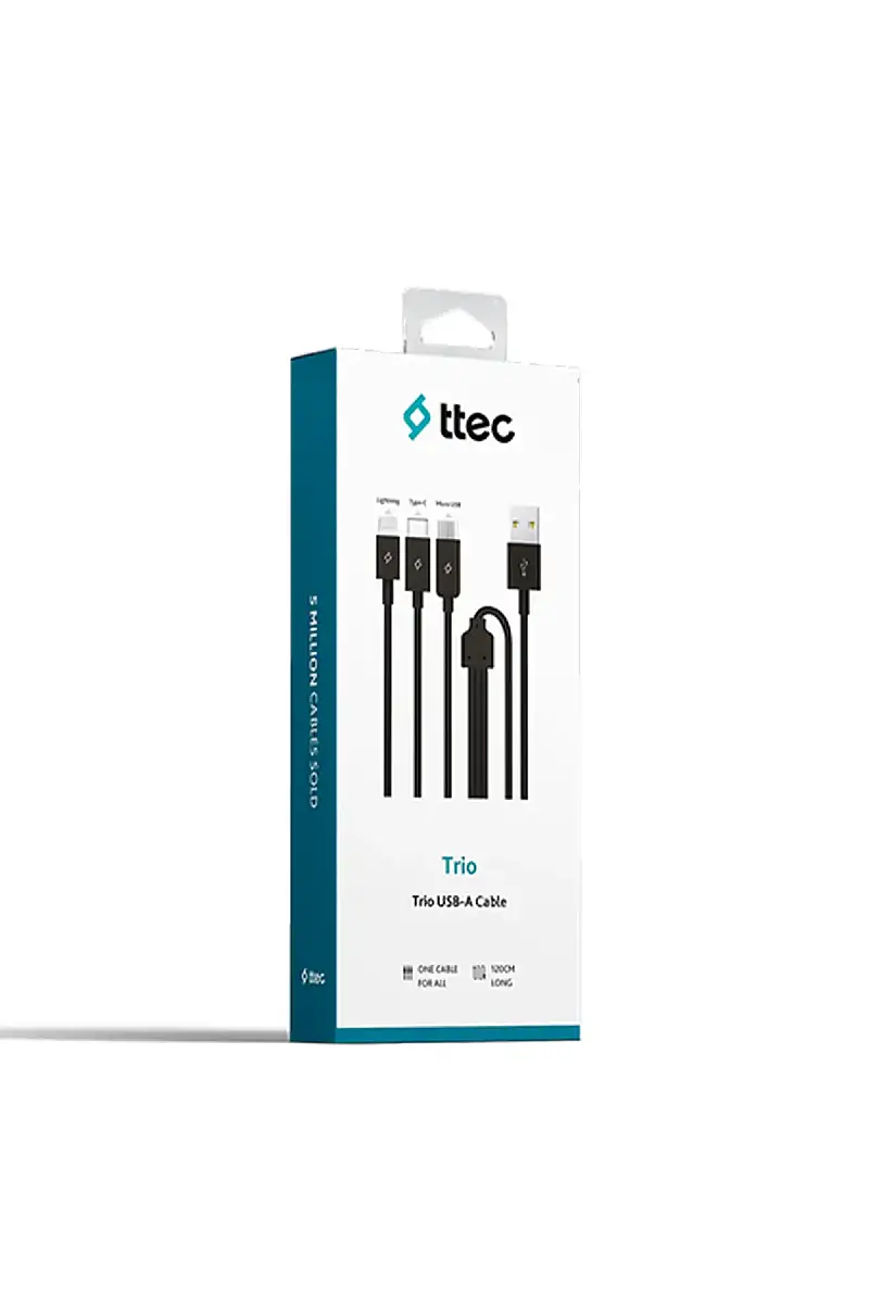 Ttec Trio Şarj Kablosu USB-A USB-C Lightning Micro USB Siyah 2DK7521S - 1