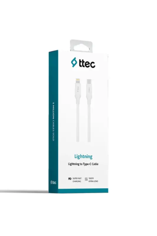 Ttec USB-C Lightning Hızlı Şarj Kablosu 150 cm Beyaz 2DK40B - Ttec