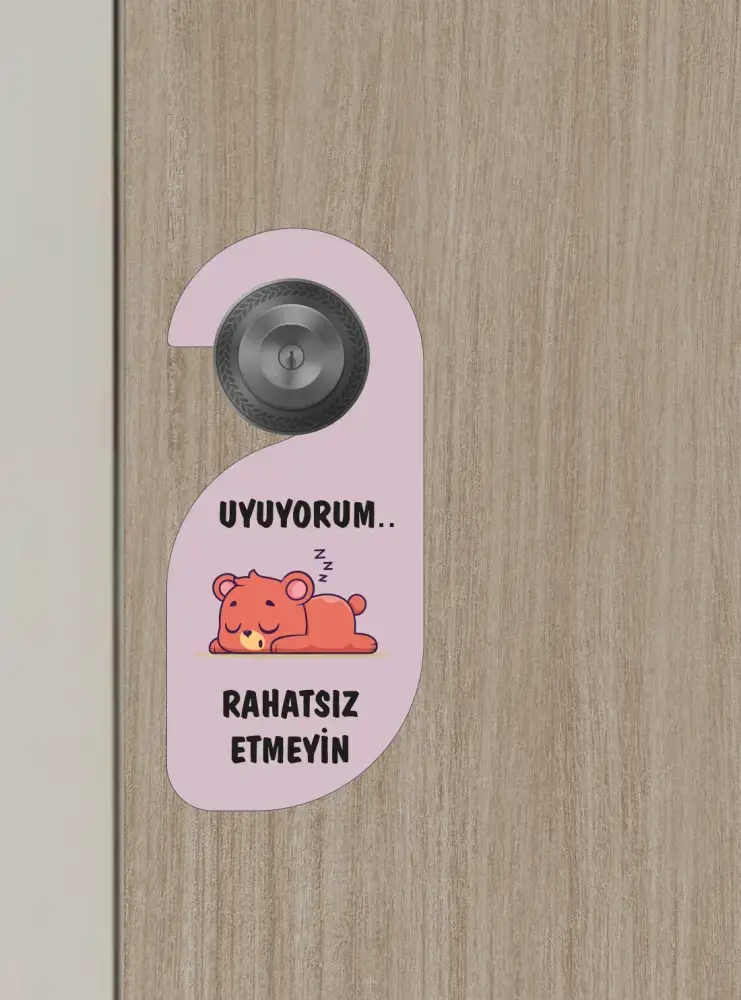 Uyuyorum Rahatsız Etmeyin Ayıcık Kapı Askısı Kapı Uyarı Levhası - 1