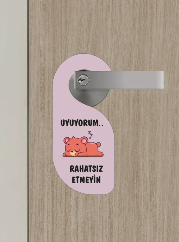 Uyuyorum Rahatsız Etmeyin Ayıcık Kapı Askısı Kapı Uyarı Levhası - 3