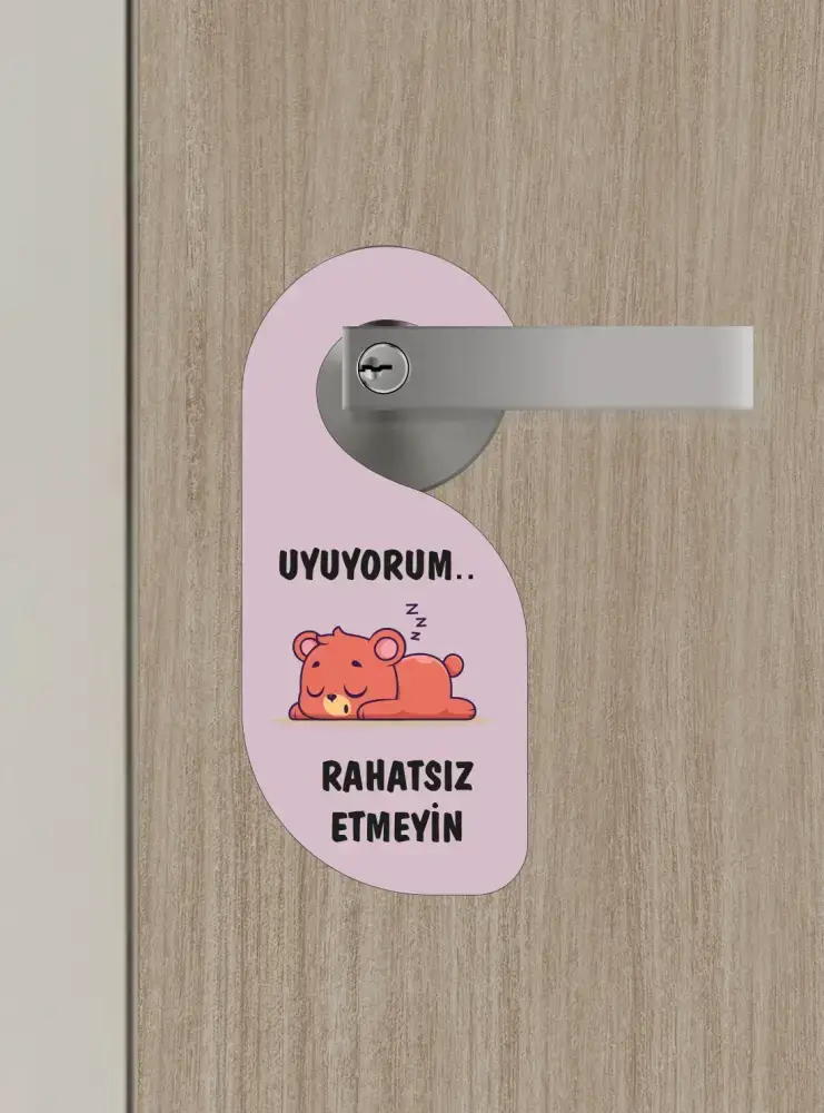 Uyuyorum Rahatsız Etmeyin Ayıcık Kapı Askısı Kapı Uyarı Levhası - 3