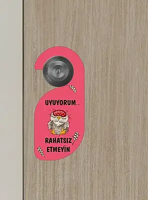 Uyuyorum Rahatsız Etmeyin Baykuş Tasarımlı Kapı Askısı Kapı Uyarı Levhası - 4
