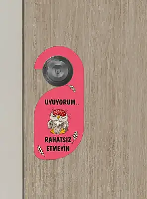 Uyuyorum Rahatsız Etmeyin Baykuş Tasarımlı Kapı Askısı Kapı Uyarı Levhası - 4