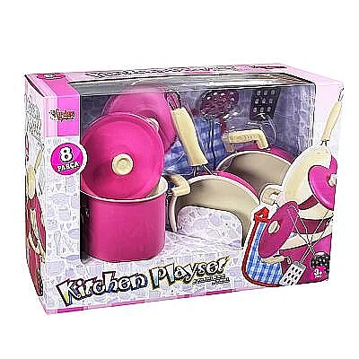 Vardem 8 Parça Pembe Emaye Tencere Tava Seti - Vardem
