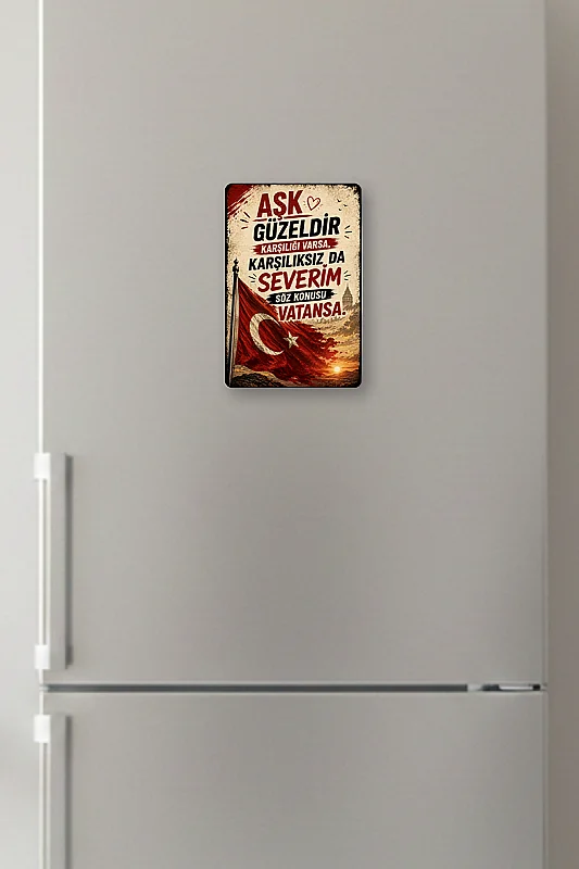 Vatan Sevgisi MiniDekor Magnet Ayaklı 9×13,5 cm - Bemenda