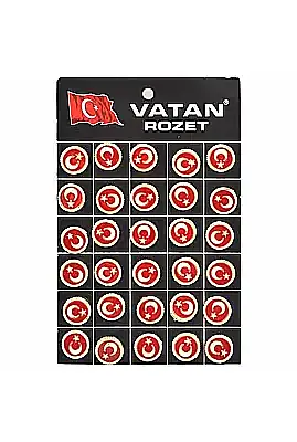 Vatan Türk Bayraklı Dipli Rozet - 1