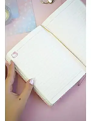 Victorias Journals Hush Hush Hello Kitty Deri Kalemlik + Kalp Kilitli Çizgili 160 Yp 13x18 Cm Kutulu - 7