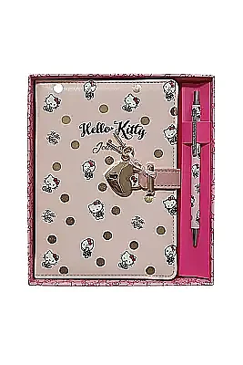 Victorias Journals Hush Hush Hello Kitty Tükenmez Kalem + Kalp Kilitli Çizgili 160 Yp 13x18 Cm Kutulu - Victorias Journals