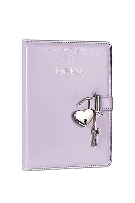 Victorias Journals Hush Hush Pastel Mor Kalp Kilitli Çizgili 160 Yp 13x18 Cm - Victorias Journals