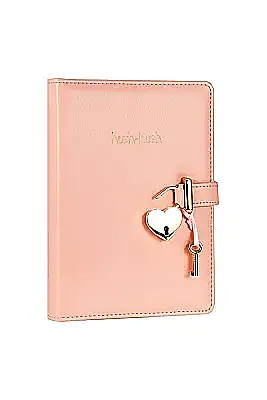Victorias Journals Hush Hush Pastel Pembe Kalp Kilitli Çizgili 160 Yp 13x18 Cm - Victorias Journals