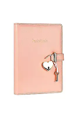 Victorias Journals Hush Hush Pastel Pembe Kalp Kilitli Çizgili 160 Yp 13x18 Cm - 1