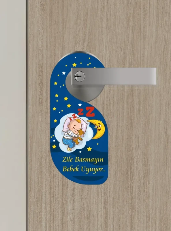 Zile Basmayın. Bebek Uyuyor Kapı Askısı Kapı Uyarı Levhası - 2