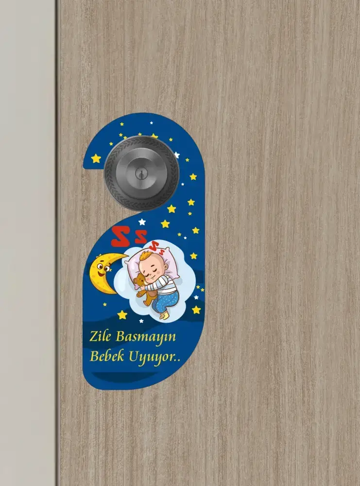 Zile Basmayın. Bebek Uyuyor Kapı Askısı Kapı Uyarı Levhası - 3