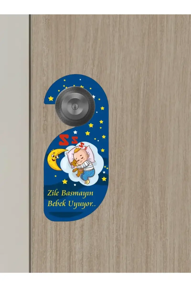 Zile Basmayın. Bebek uyuyor Kapı Askısı Kapı Uyarı Levhası - 3