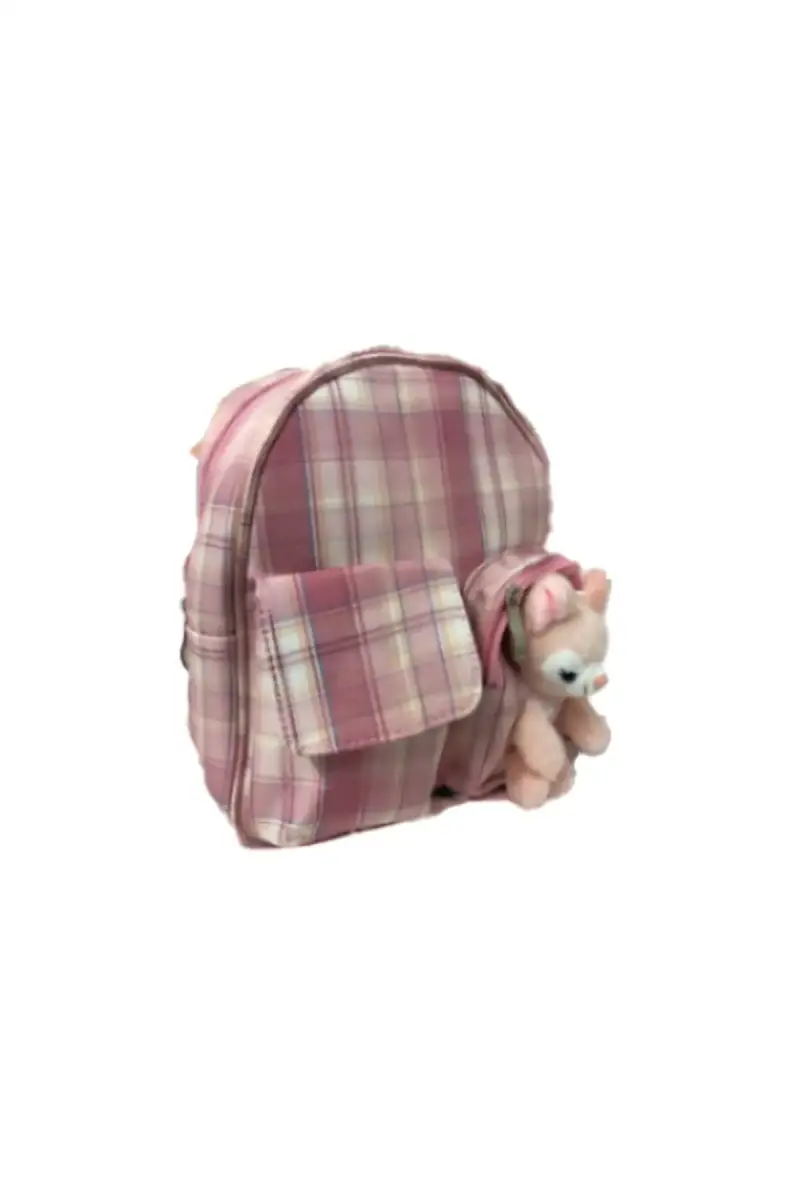 Zizu Fashıon Çanta Ekose Desen Peluş Oyuncaklı - 1