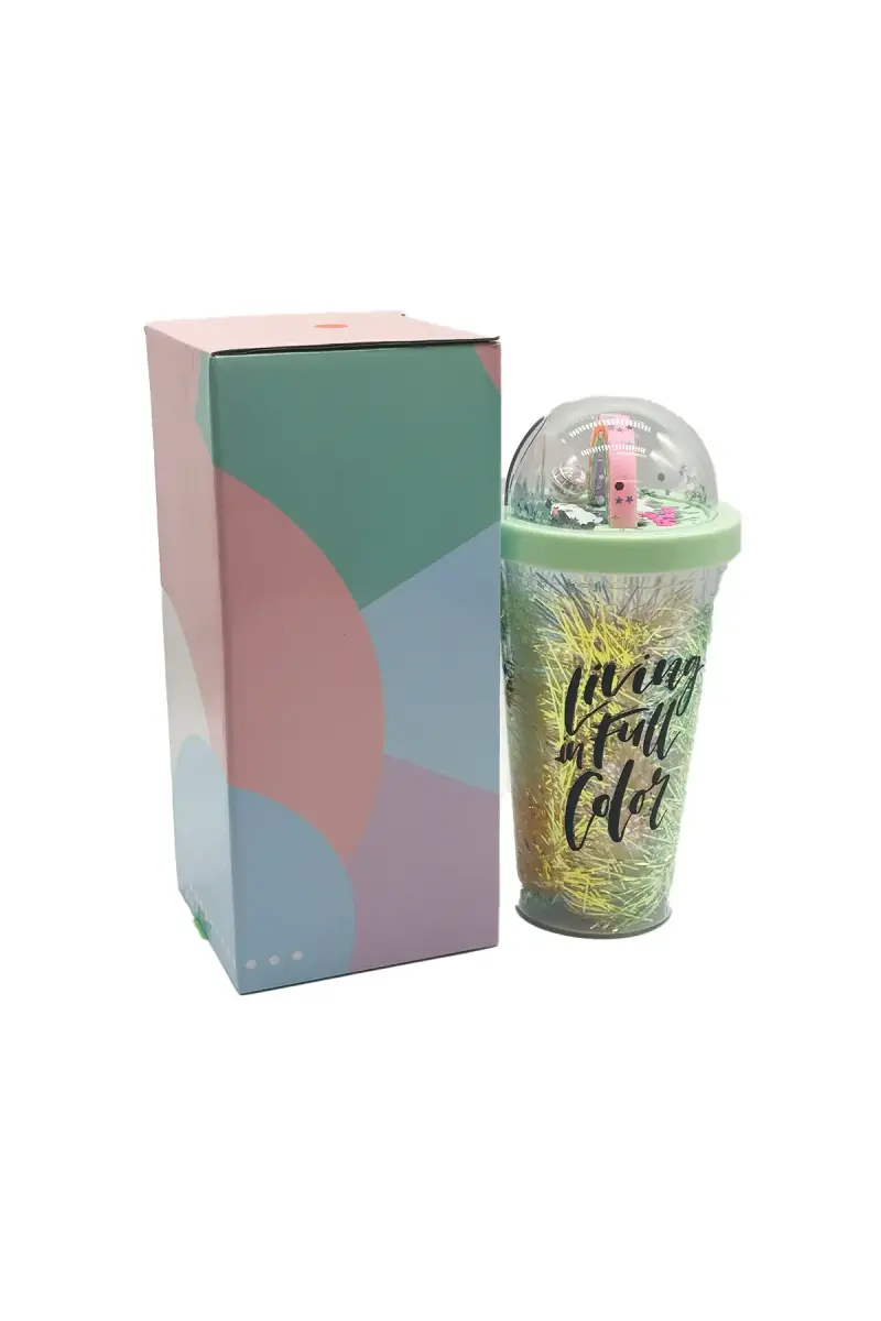 Zizu Işıklı Pipetli Bardak Matara Pembe - 1