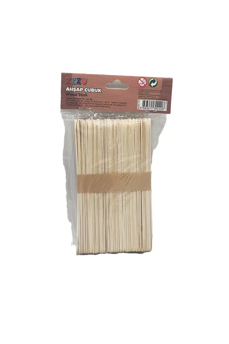 Zizu Tahta Ahşap Naturel Dil Çubuğu 50Li Ge - 1