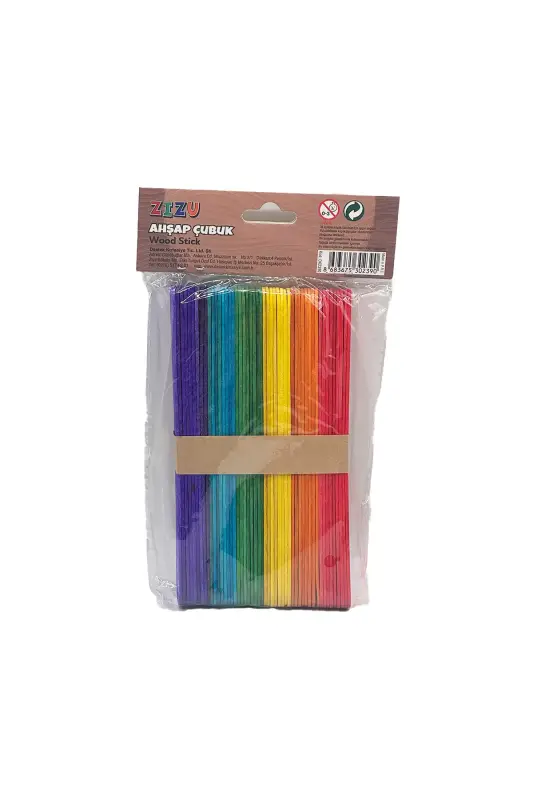 Zizu Tahta Ahşap Renkli Dil Çubuğu 50Li - Zizu